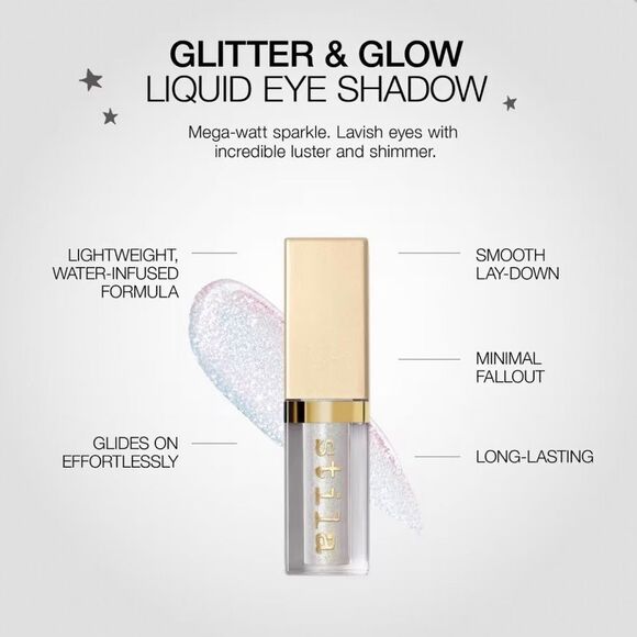 Stila Glitter & Glow Liquid Eye Shadow In Perlina Full Size NIB - Picture 7 of 8